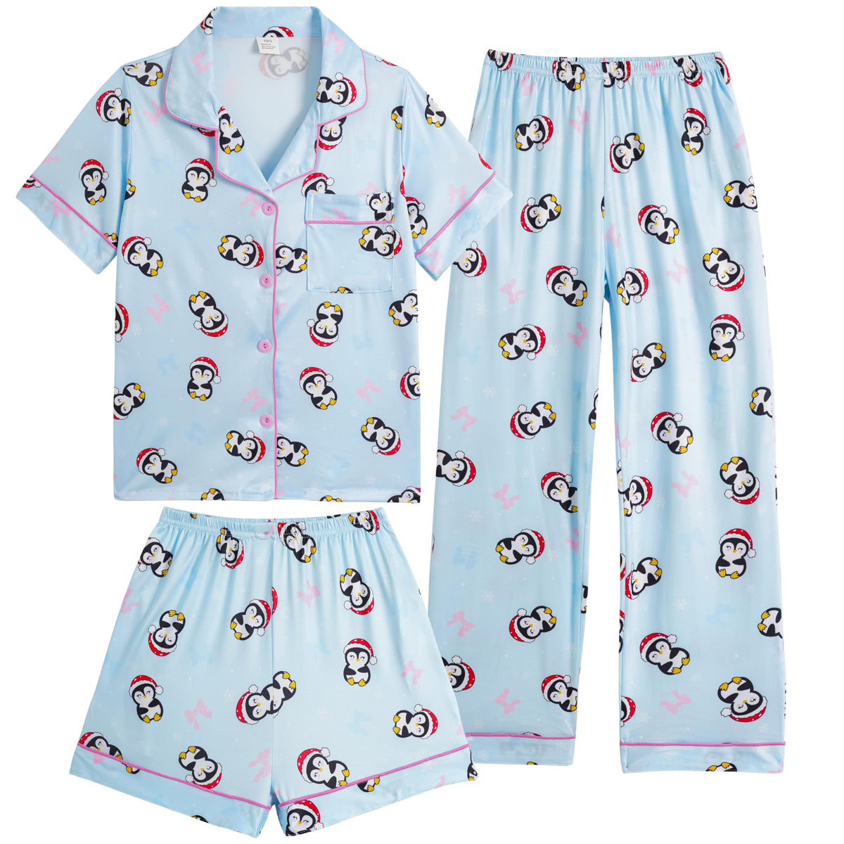 Vopmocld Girls Pajama Sets 3pcs Button Down Sleepwear For Teens 8-18 Years