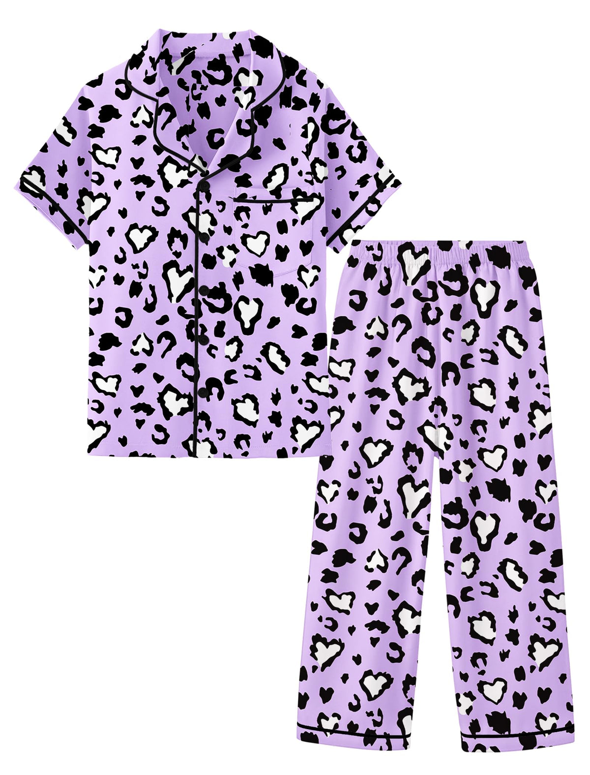 Mikrdoo Girls Satin Pajamas Button Down 2Piece PJs 3-16 Years