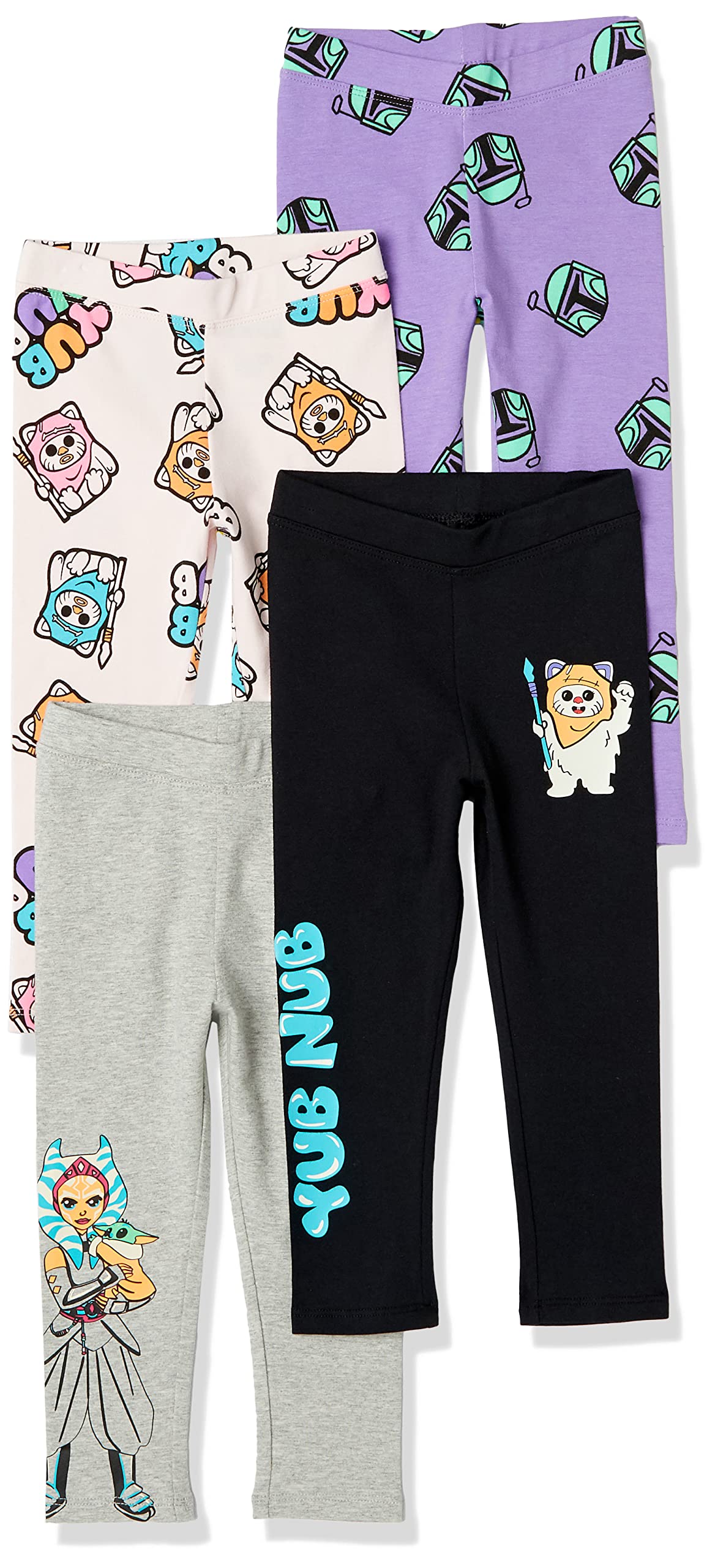 Amazon Essentials Disney | Marvel | Star Wars | Frozen | Princess Girls and Toddlers' Cotton Stretch Leggings, Multipacks