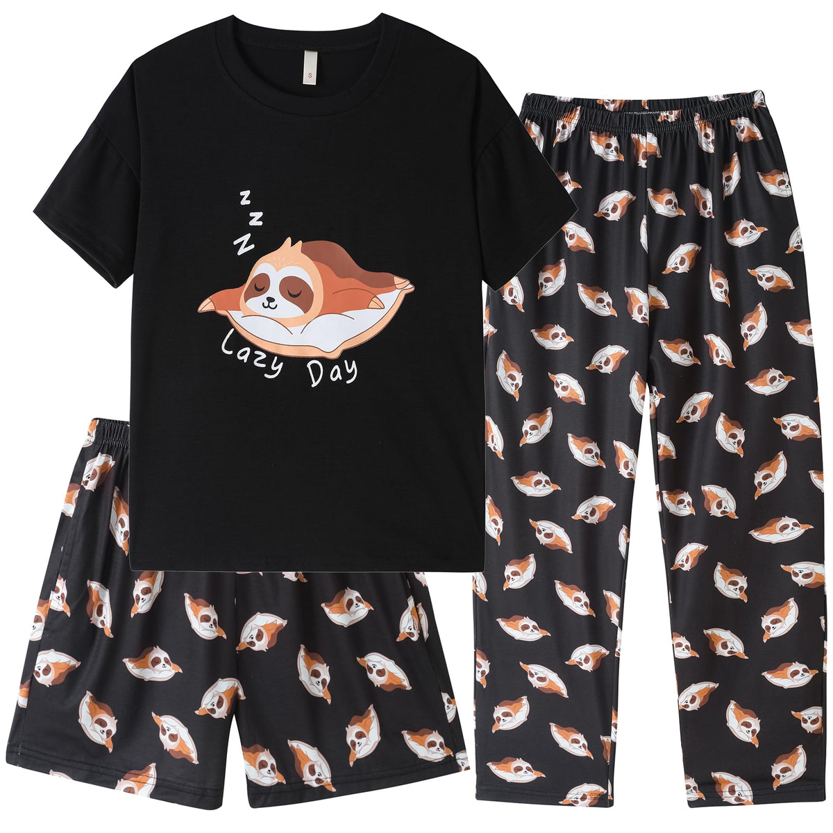 Hupohoi Girls Pajama Sets Summer Short Sleeve With Shorts & Pants Sleepwear