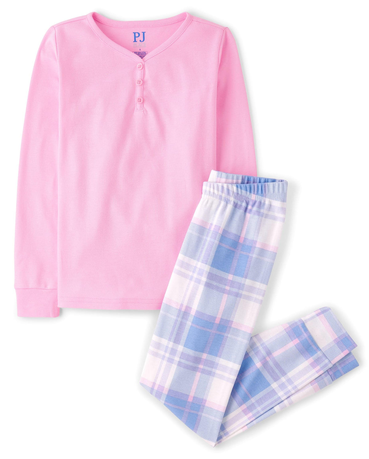 The Children's Place Girls' 100% Cotton Long Sleeve Top and Pants, 2 Piece Pajama Set