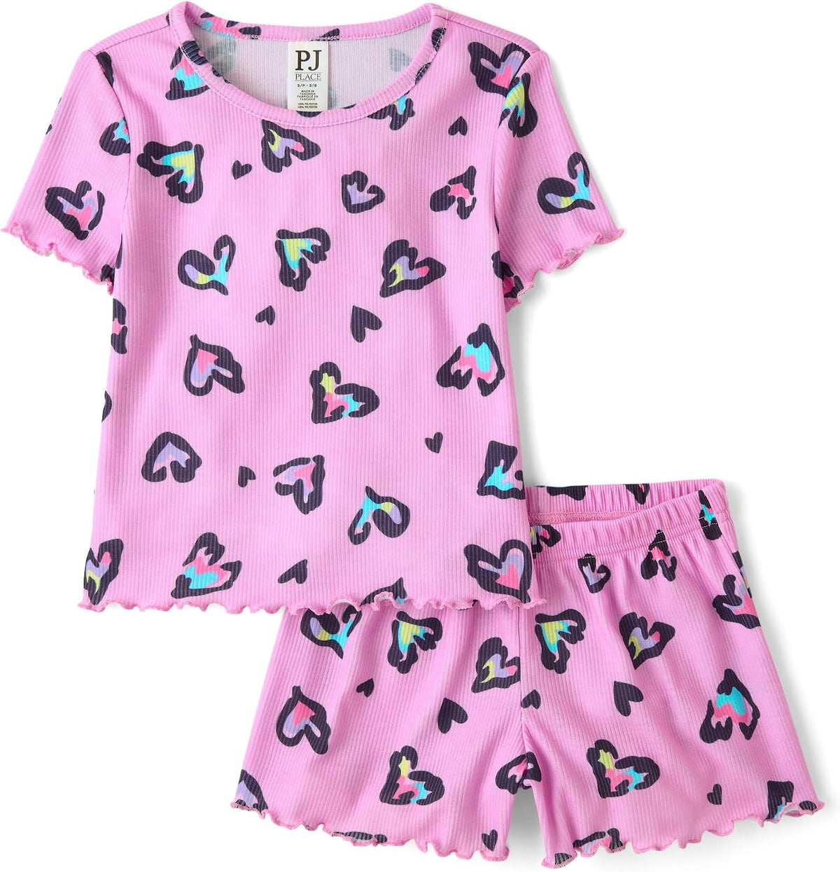 The Children's Place Girls' Short Sleeve Top and Shorts,2 Piece Pajama Set