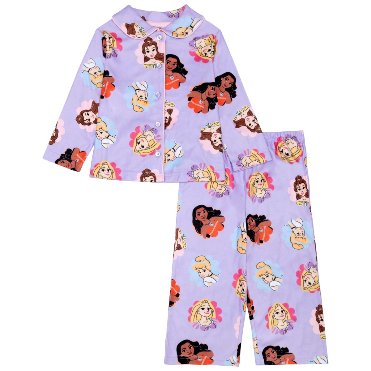 Disney Minnie Mouse Girls' 2-Piece Loose-fit Button Down Matching Pajama Set, Soft & Cute for Kids