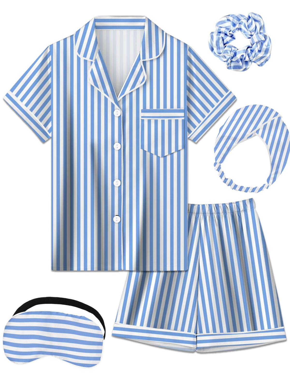 Kids Silk Pajamas Girls Satin Pajama Set Button Down Pjs Set 5-12Y