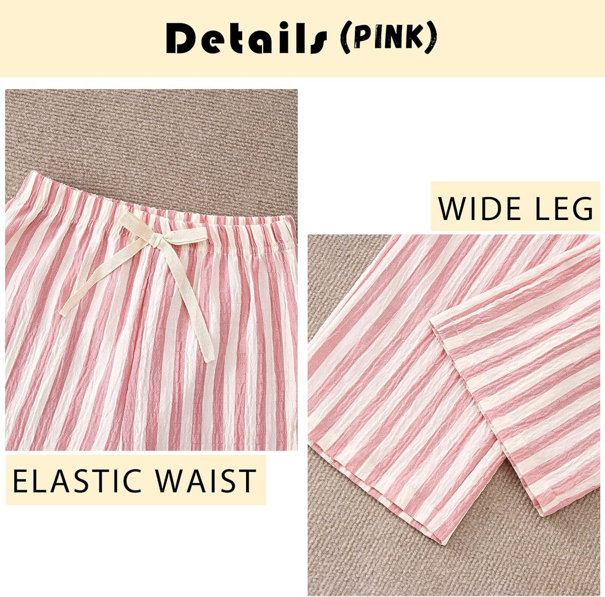 CM C&M WODRO Toddler Boy Girl Pants 2 Pack Stripes Elastic Waist Wide Leg Kids Summer Fall Lightweight Cotton Pants Trousers