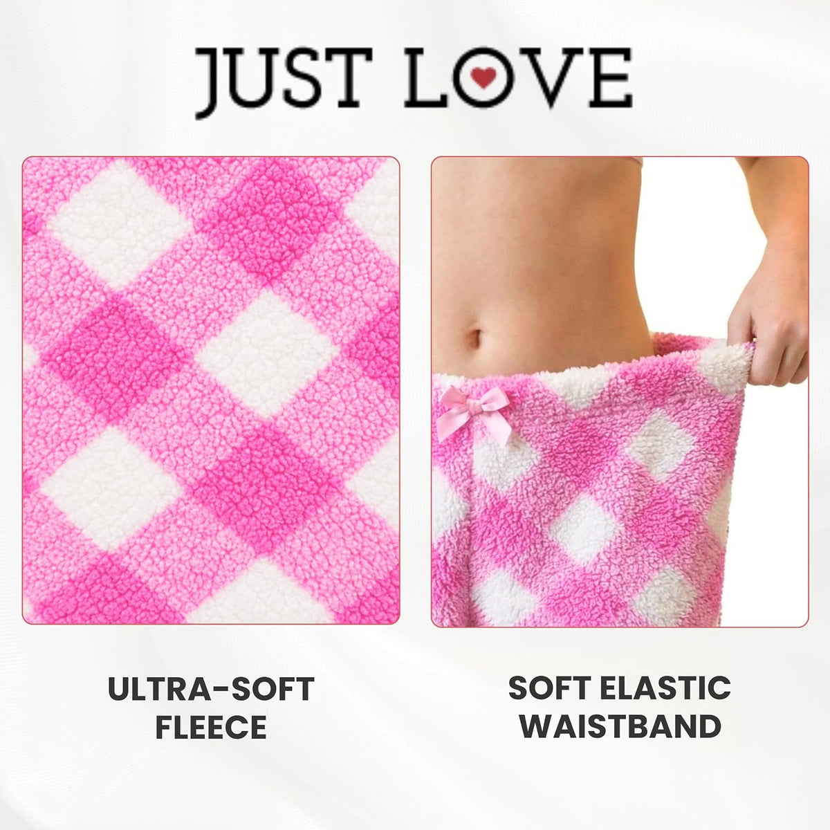 Just Love Girls' Plush Fleece Pajama Pants, Buffalo Plaid PJs