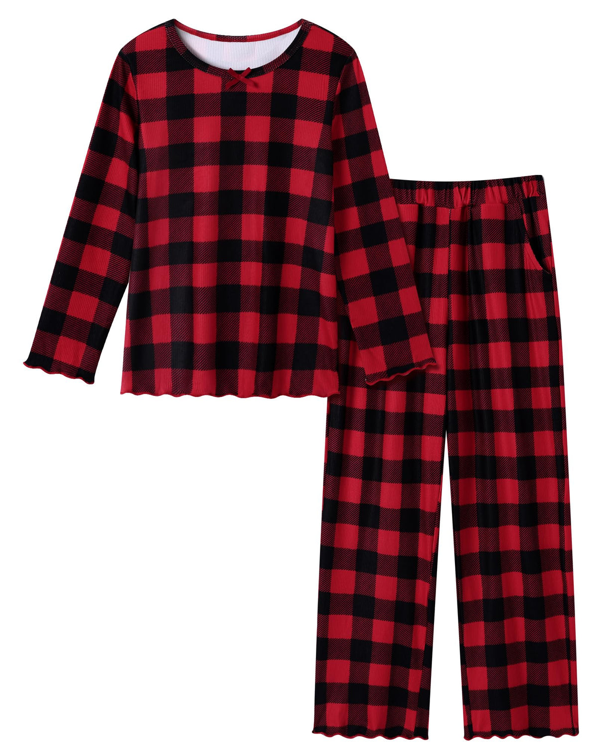CARETOO Girls Pajama Set 2pc Soft Stretch Ribbed Kids Loungewear Pjs 5-14Y