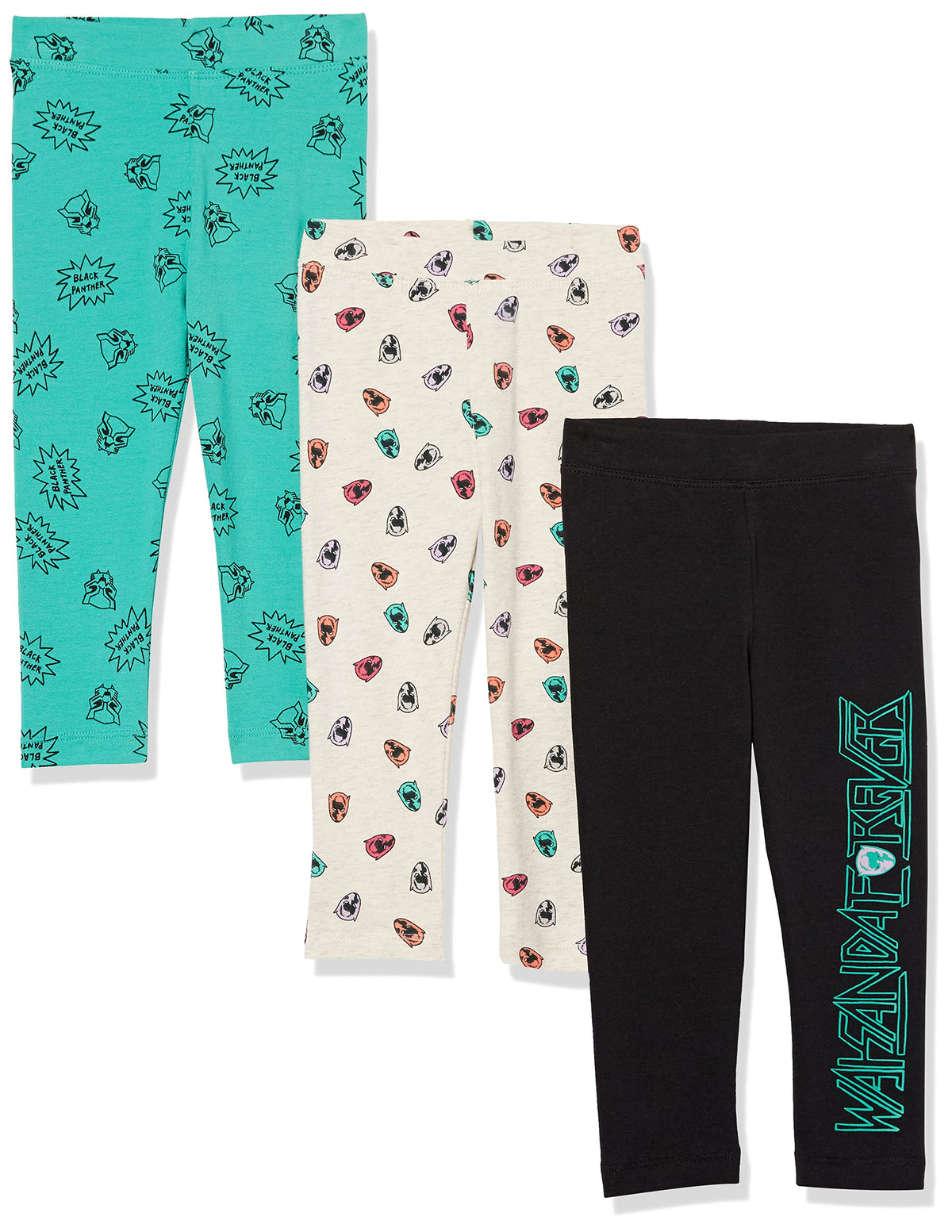 Amazon Essentials Disney | Marvel | Star Wars | Frozen | Princess Girls and Toddlers' Cotton Stretch Leggings, Multipacks