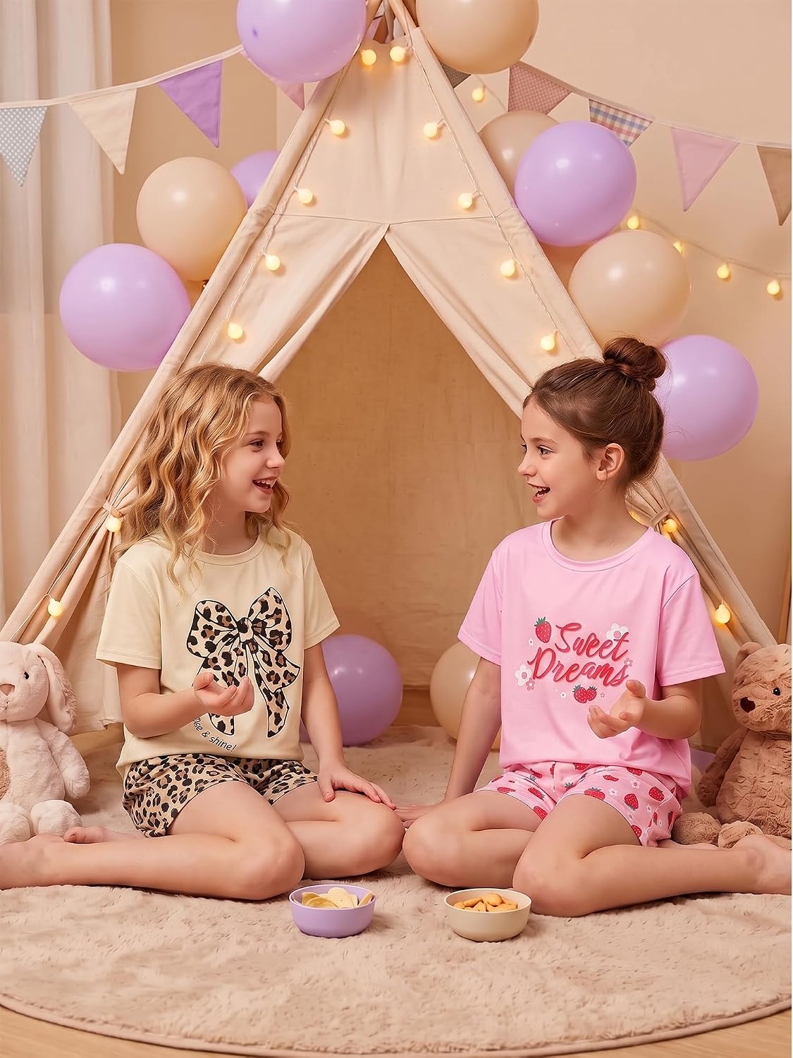 Play Tailor Girls Pajamas for Kids Teen Summer Pjs Sleepwear Sets for 6-15Y