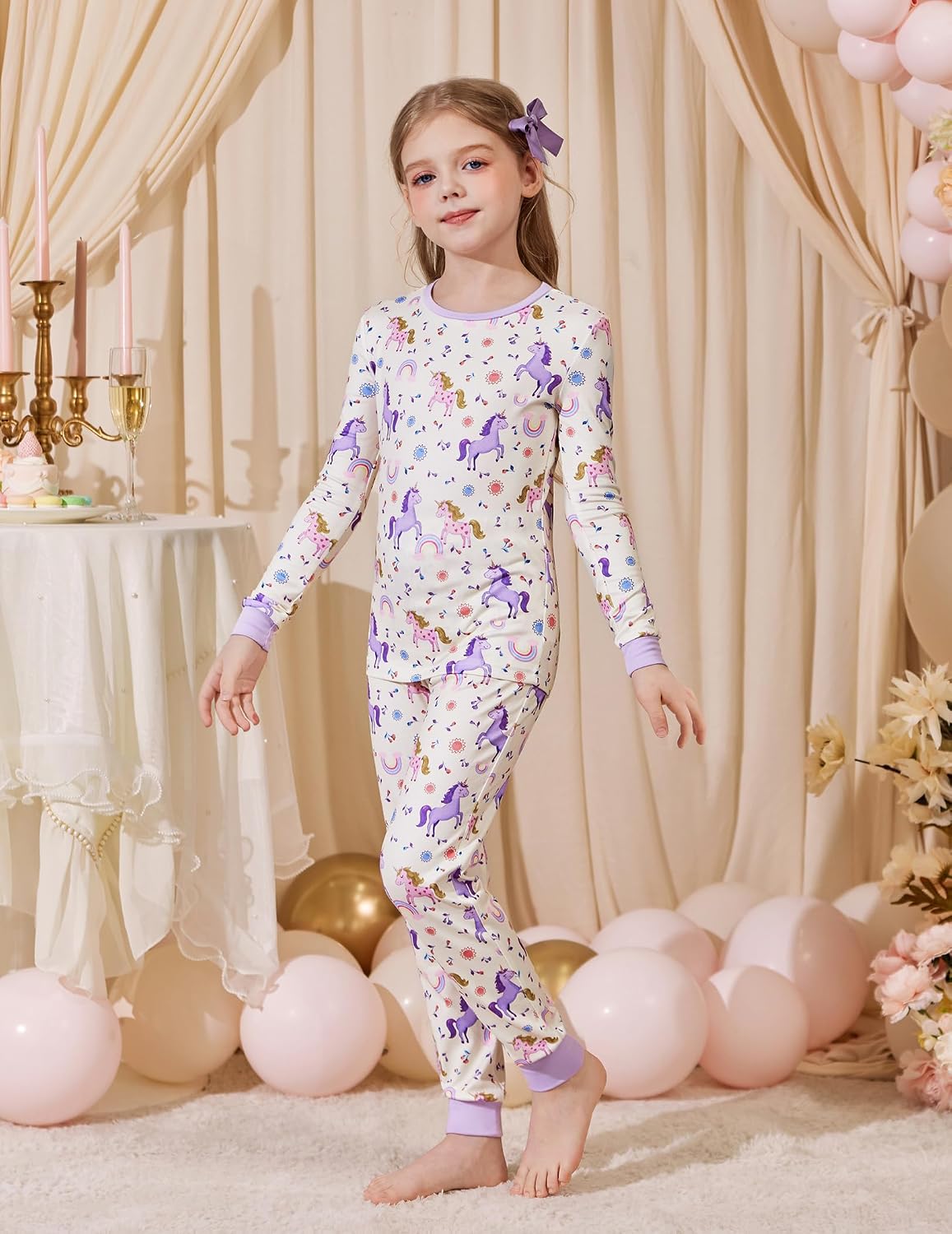 Arshiner Girls Pajamas Cute Snug Fit Long Sleeve Pjs Set Kids Sleepwear