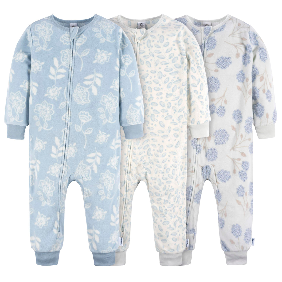Gerber Baby & Toddler Girls Loose Fit Fleece Footless Pajamas 3-Pack
