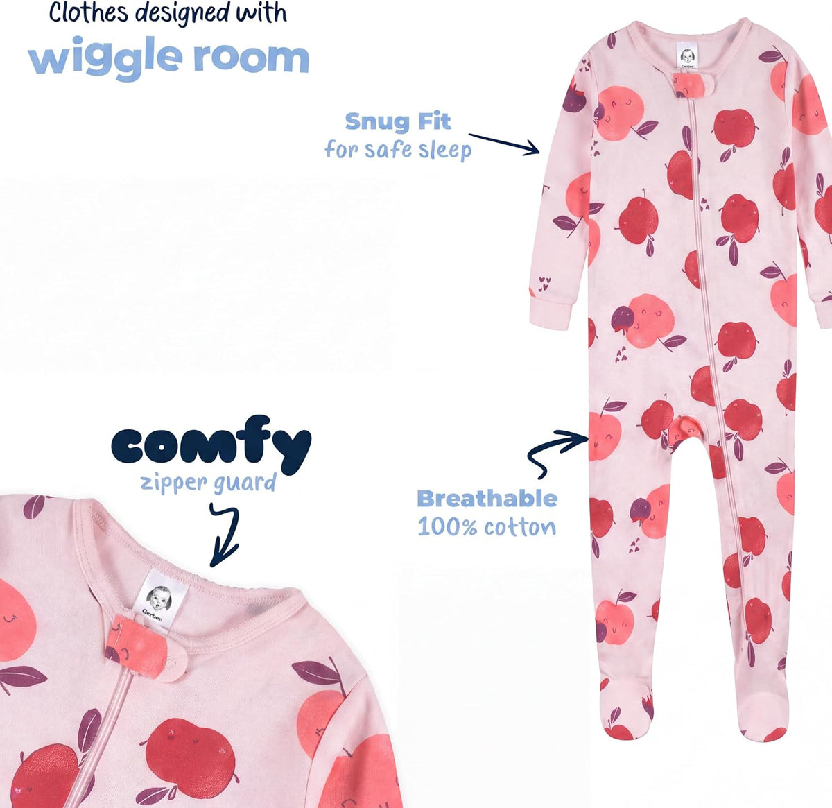 Gerber Baby Girls 4-pack Footed Pajamas