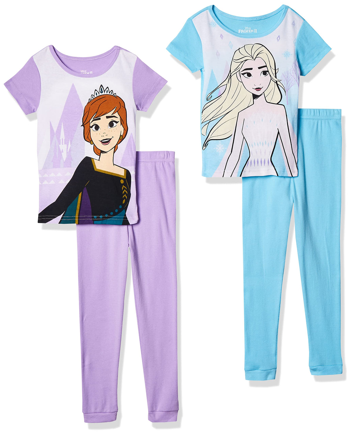 Disney Girls' 4-piece Snug-fit Cotton Pajama Set, Matching Pajamas