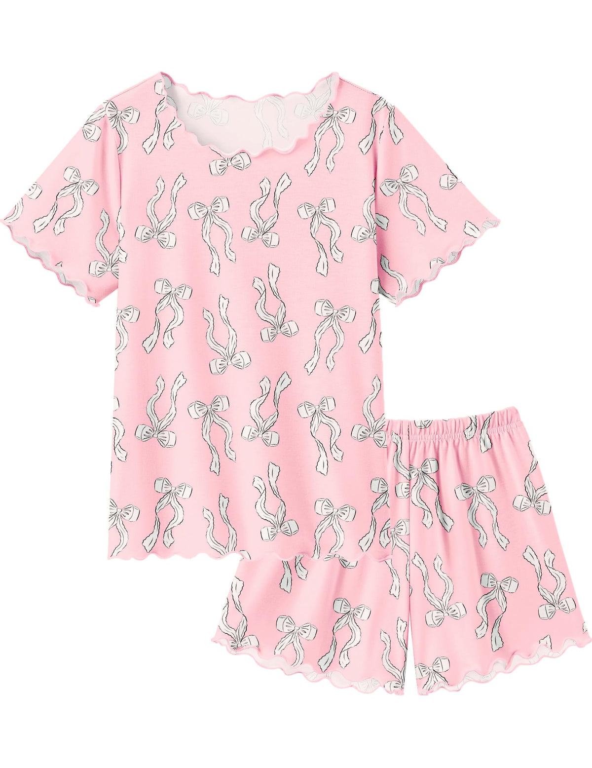 Arshiner Girls Pajamas Short Sleeve Lounge Set Soft Shirring Summer Pjs