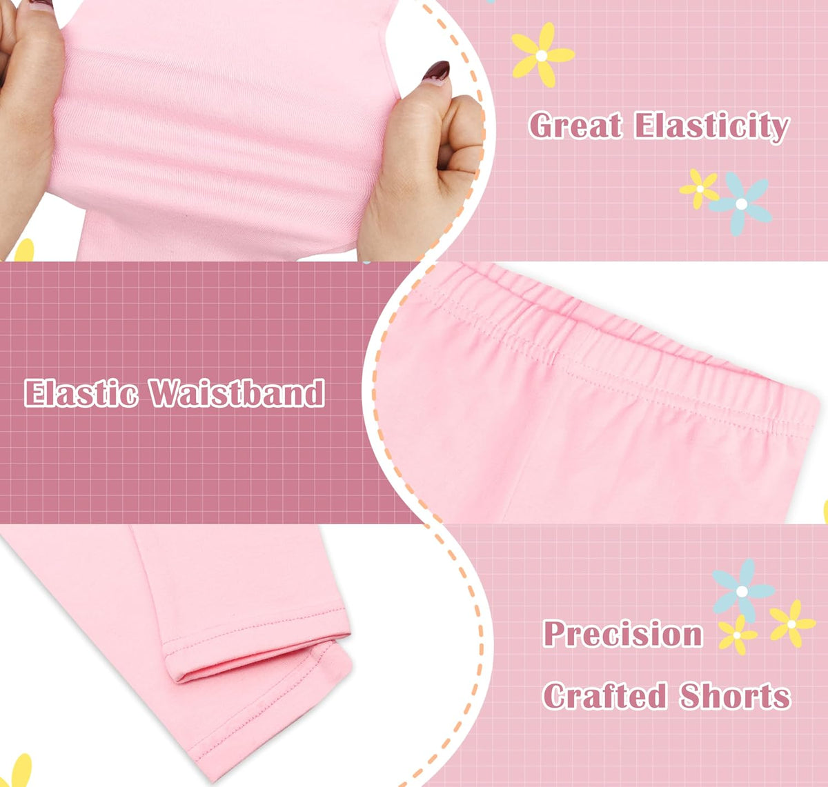 FEQO 4 Pack Girls Cotton Leggings Stretchy Full Length Tight Pants 4-12Y
