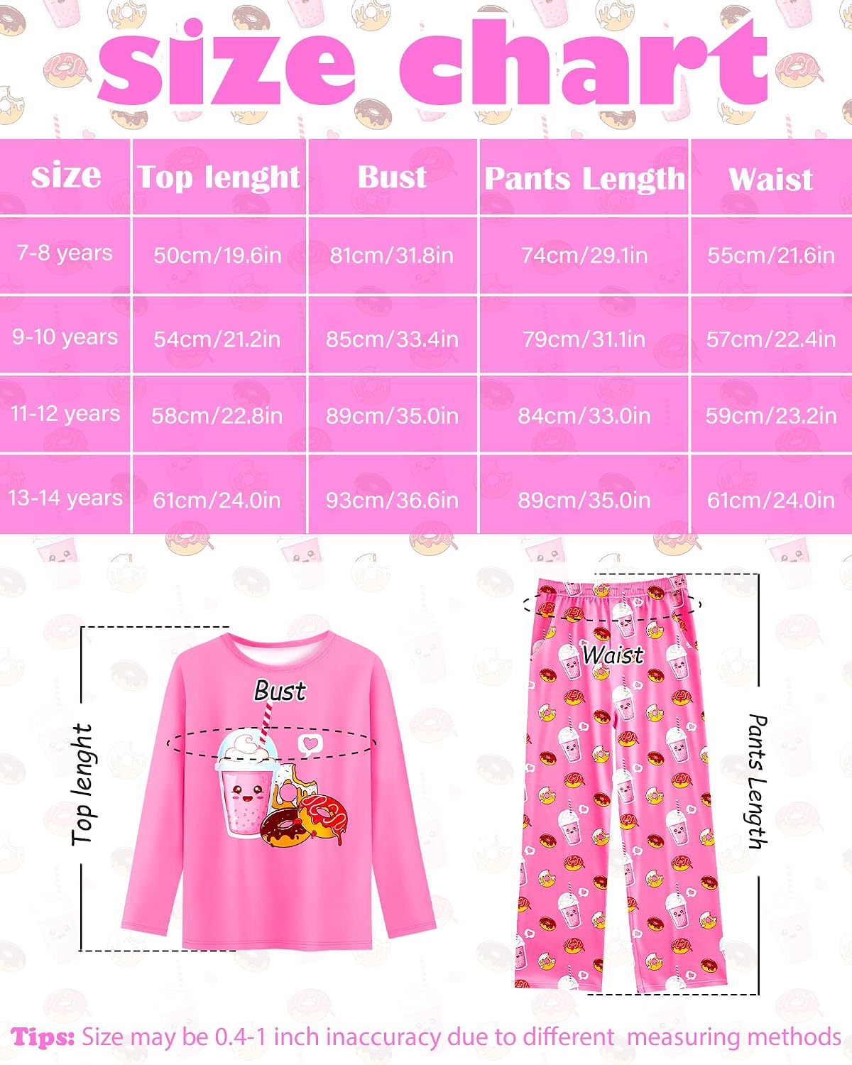 Sylfairy Girls Pajamas 2-Piece Pjs Set Kids Long Sleeve and Pants Jammies Casual Wear Girls' Sleepwear Lounge Clothes Big Kid