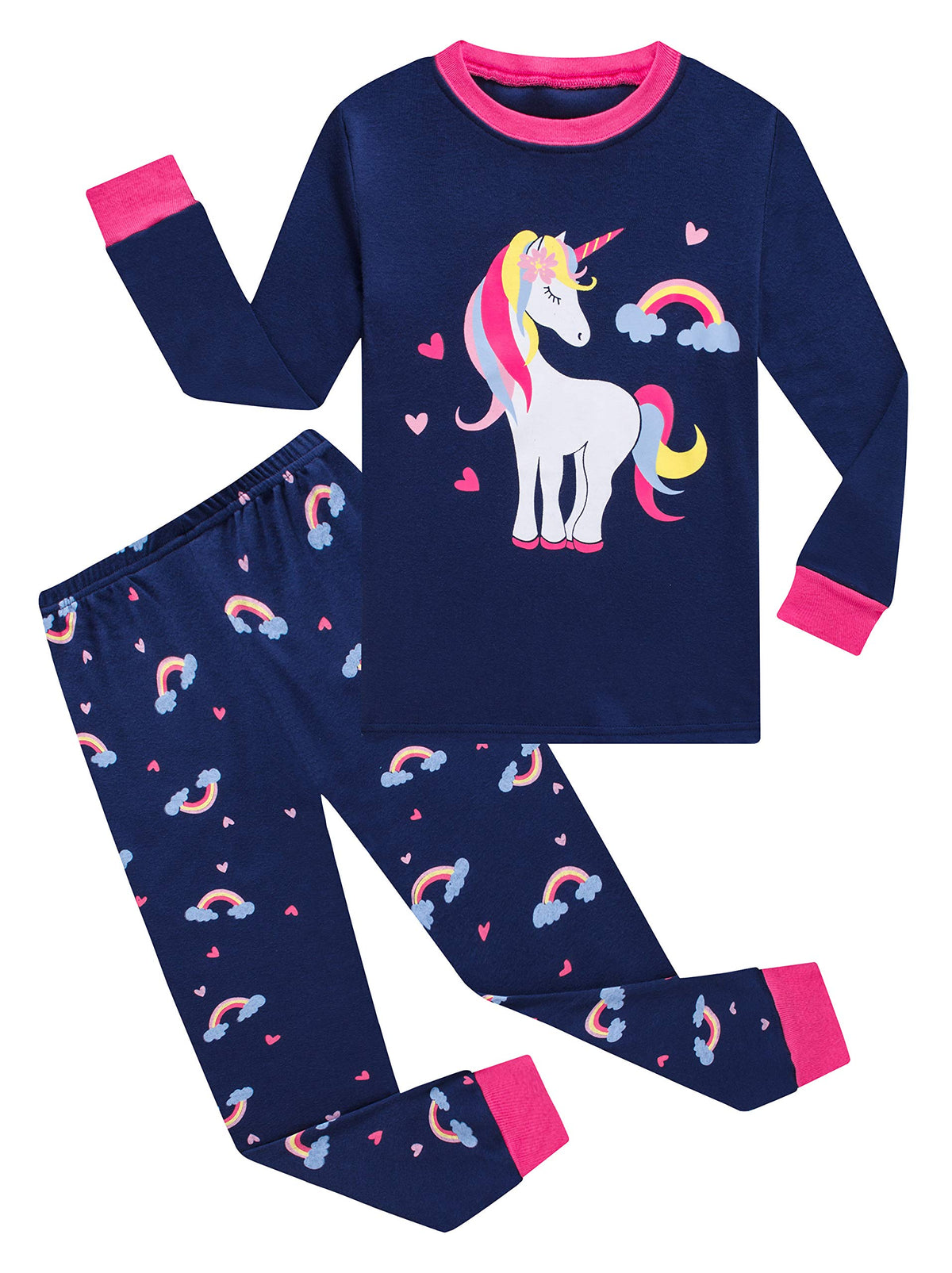 KikizYe Girls Pajamas Set Kids Long Sleeve PJs Cotton Jammies