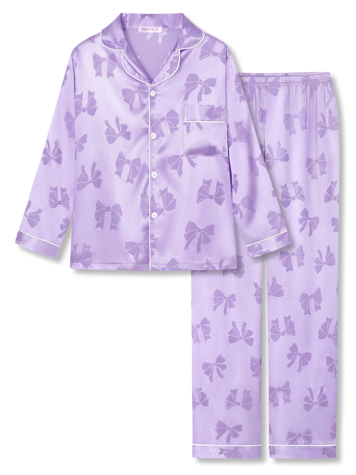 Topgal Girls Pajama Set, Coat Style Button Front, Size 6-16