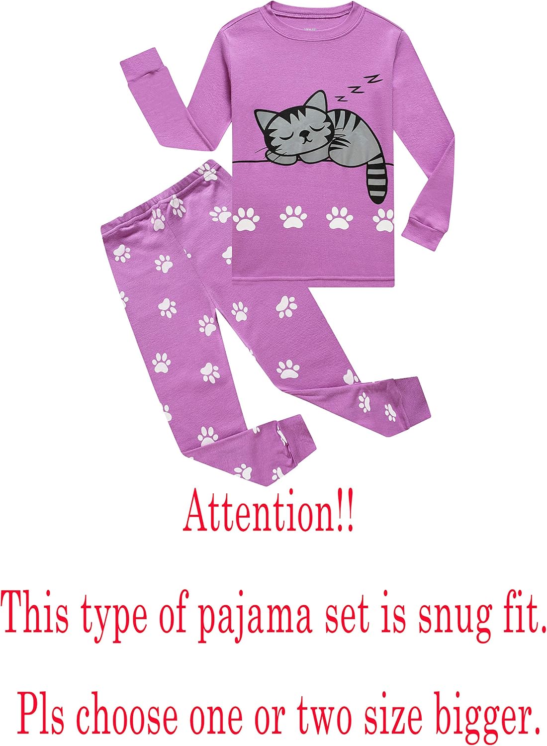 KikizYe Girls Pajamas Set Kids Long Sleeve PJs Cotton Jammies
