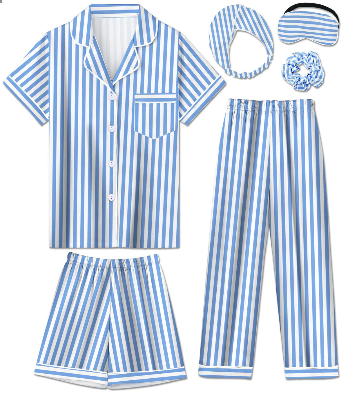 Silk Pajamas for Girls Satin Pajama Kids 3Pcs Short Sleeve Pjs Set