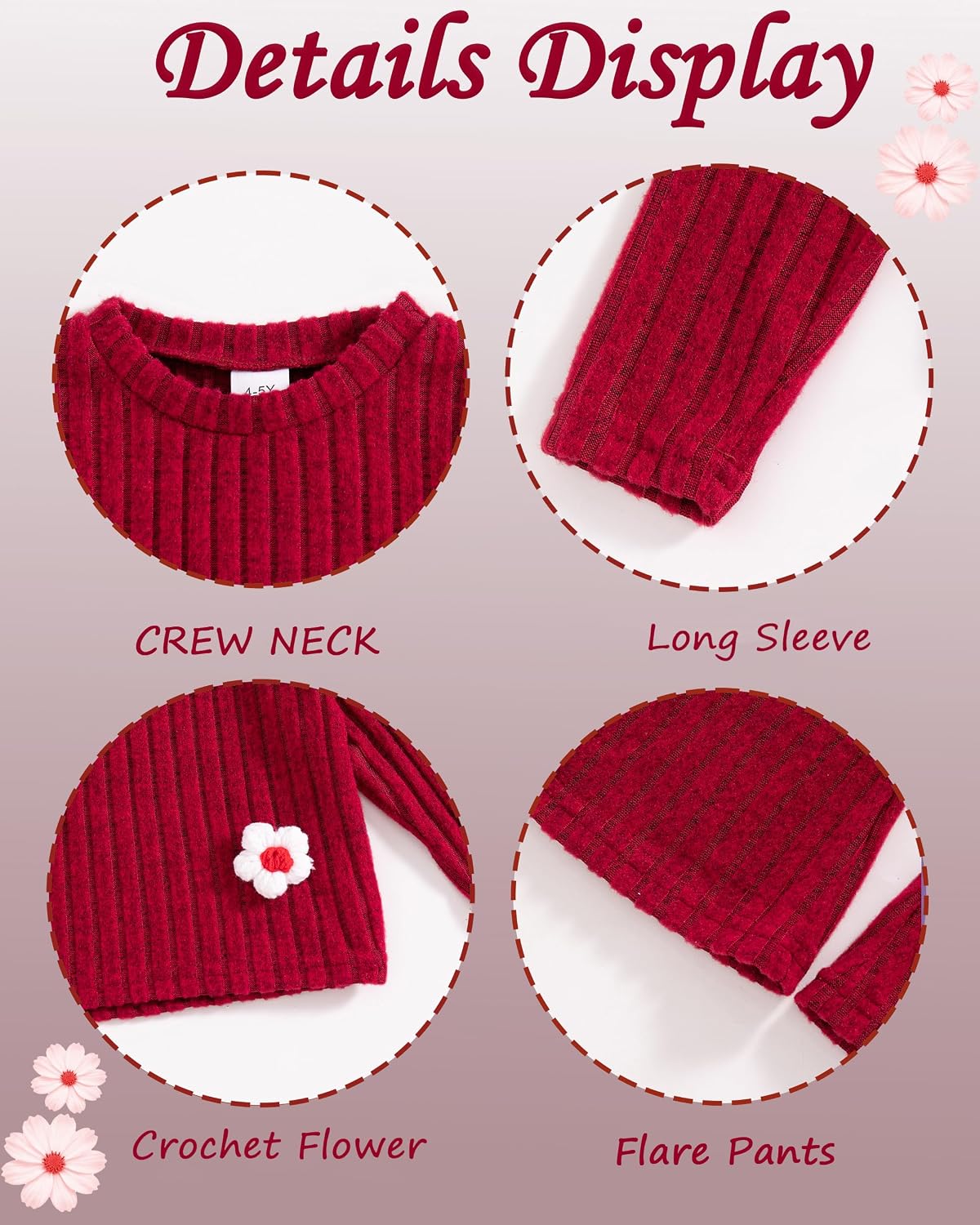 Toddler Girl Clothes Ribbed Fall Winter Outfits for Girls 2-8 Year