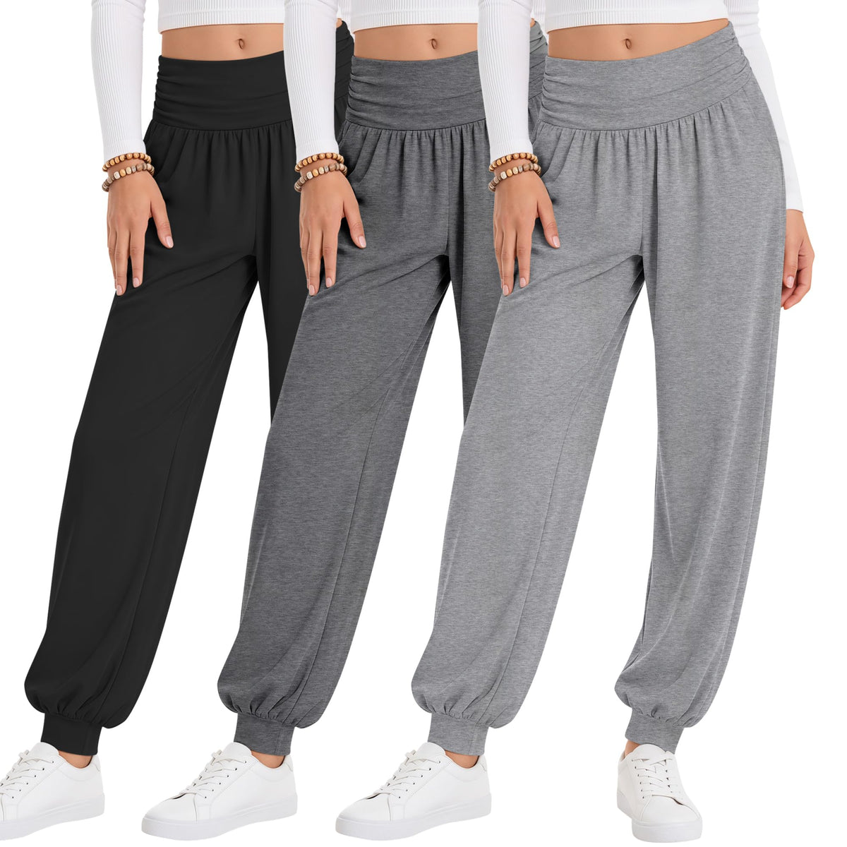Oakgarden 3 Pack Girls' Lightweight Athletic Joggers Pants