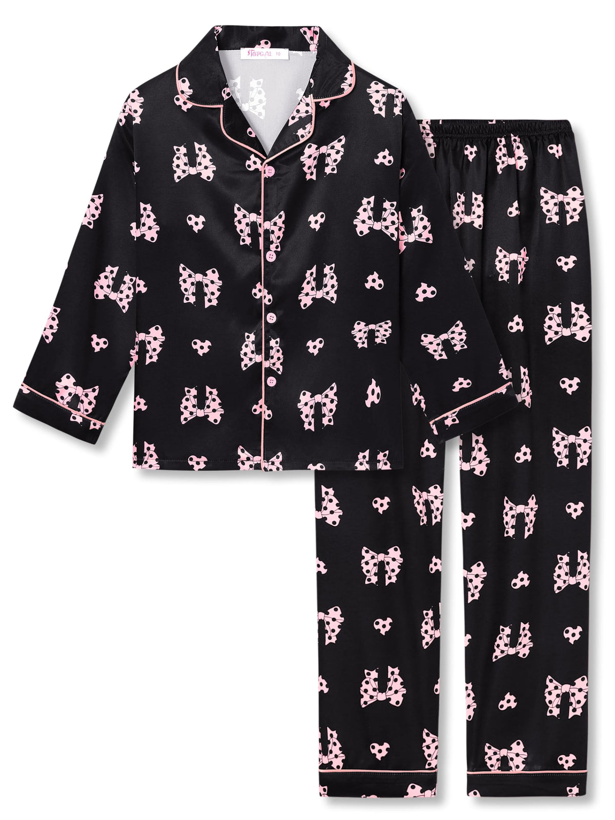 Topgal Girls Pajama Set, Coat Style Button Front, Size 6-16
