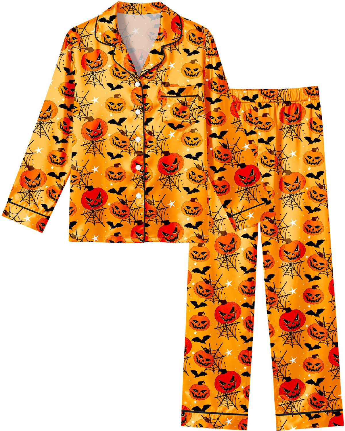 Sylfairy Girls Pajamas Silk PJS Set Satin Sleepwear Long Sleeve Jammies for Kids Button-Down Nightwear Loungewear 3-16 Years