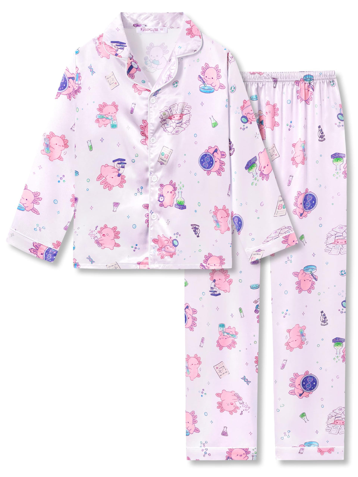 Topgal Girls Pajama Set, Coat Style Button Front, Size 6-16