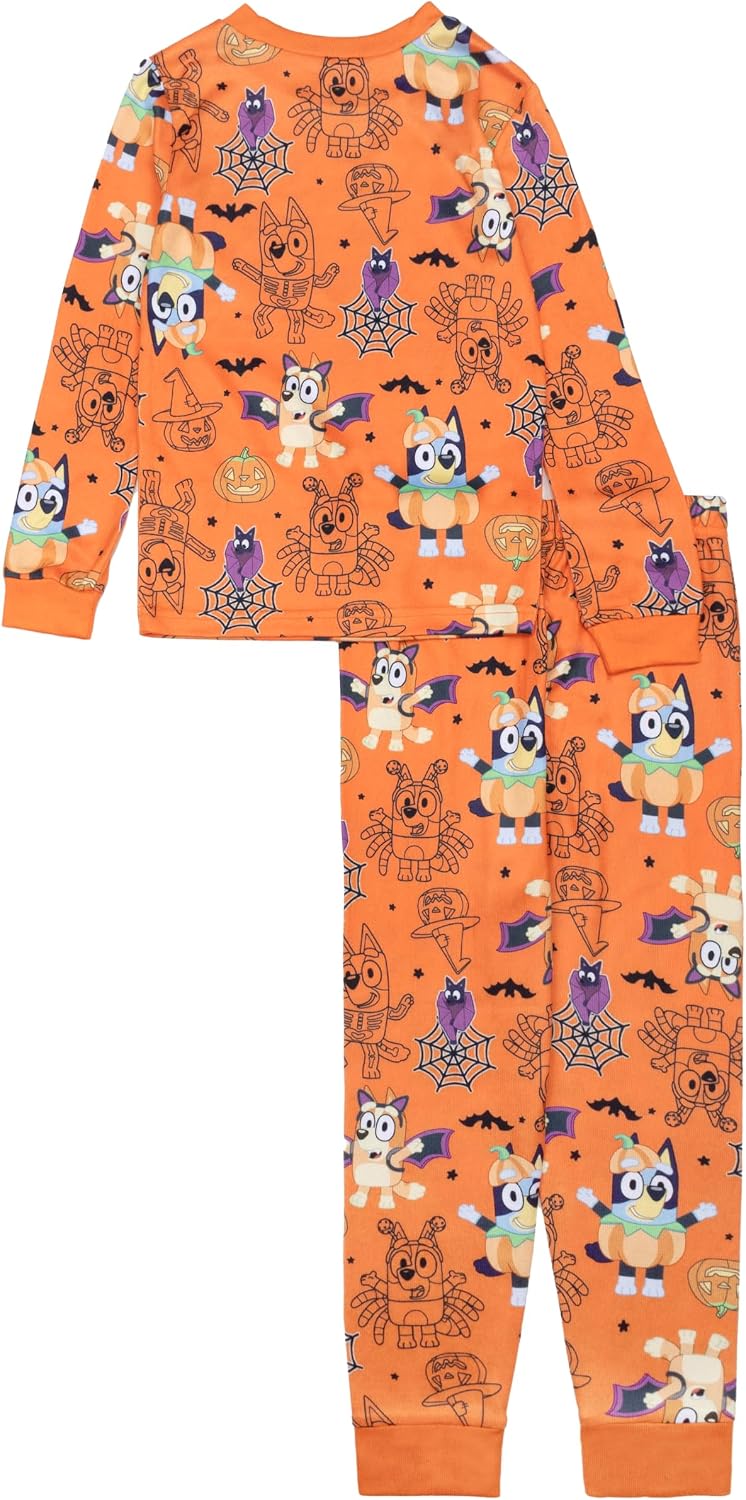 Bluey Girls' 2-piece Loose-fit Pajama Set, Matching Long-Sleeve Pajamas