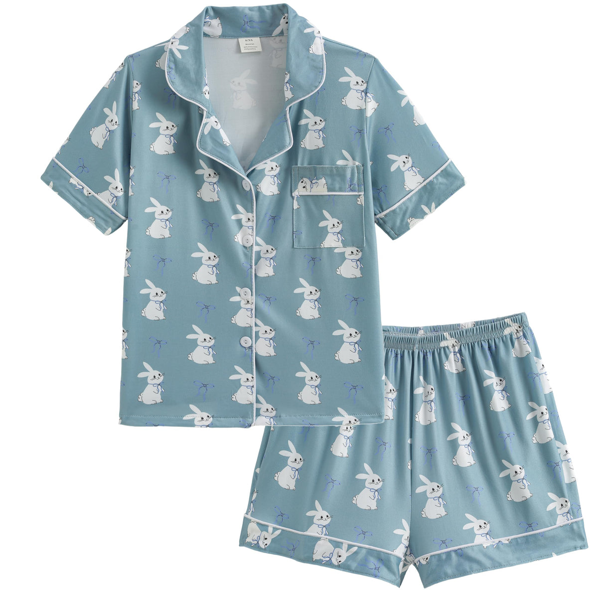 Hupohoi Big Girls Button Down Pajama Sets 2pcs Summer Cute Print Sleepwear