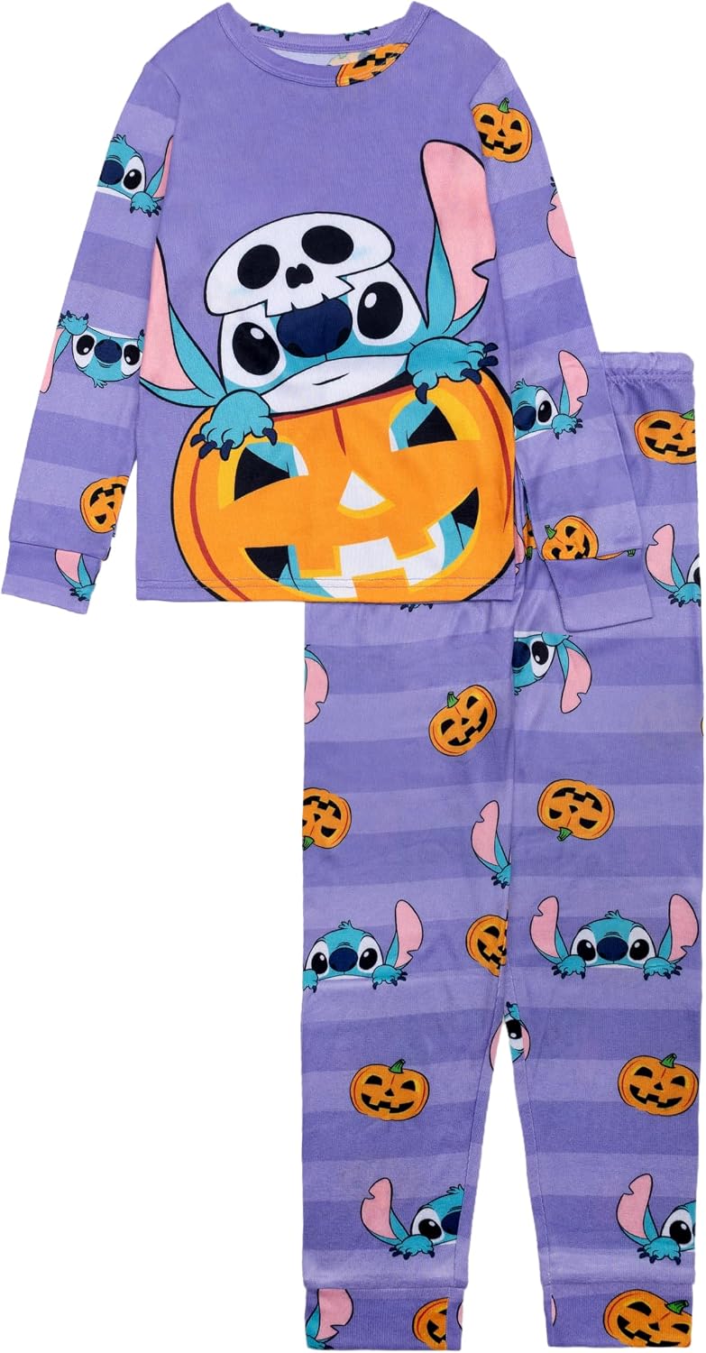 Disney Girls' 2-piece Loose-fit Holiday Pajama Set, Soft & Cute for Kids