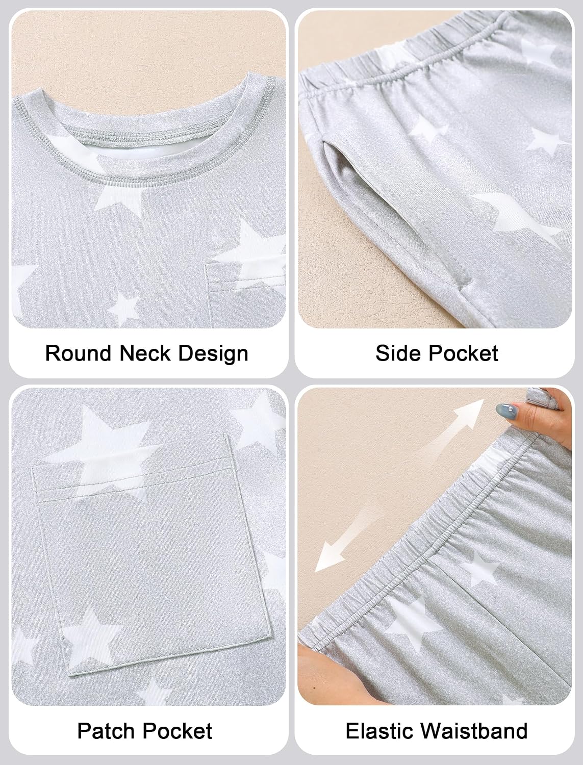 Mikrdoo Girls Pajamas Soft Stretch 2Pc Long Sleeve Top & Pants Size 8-16
