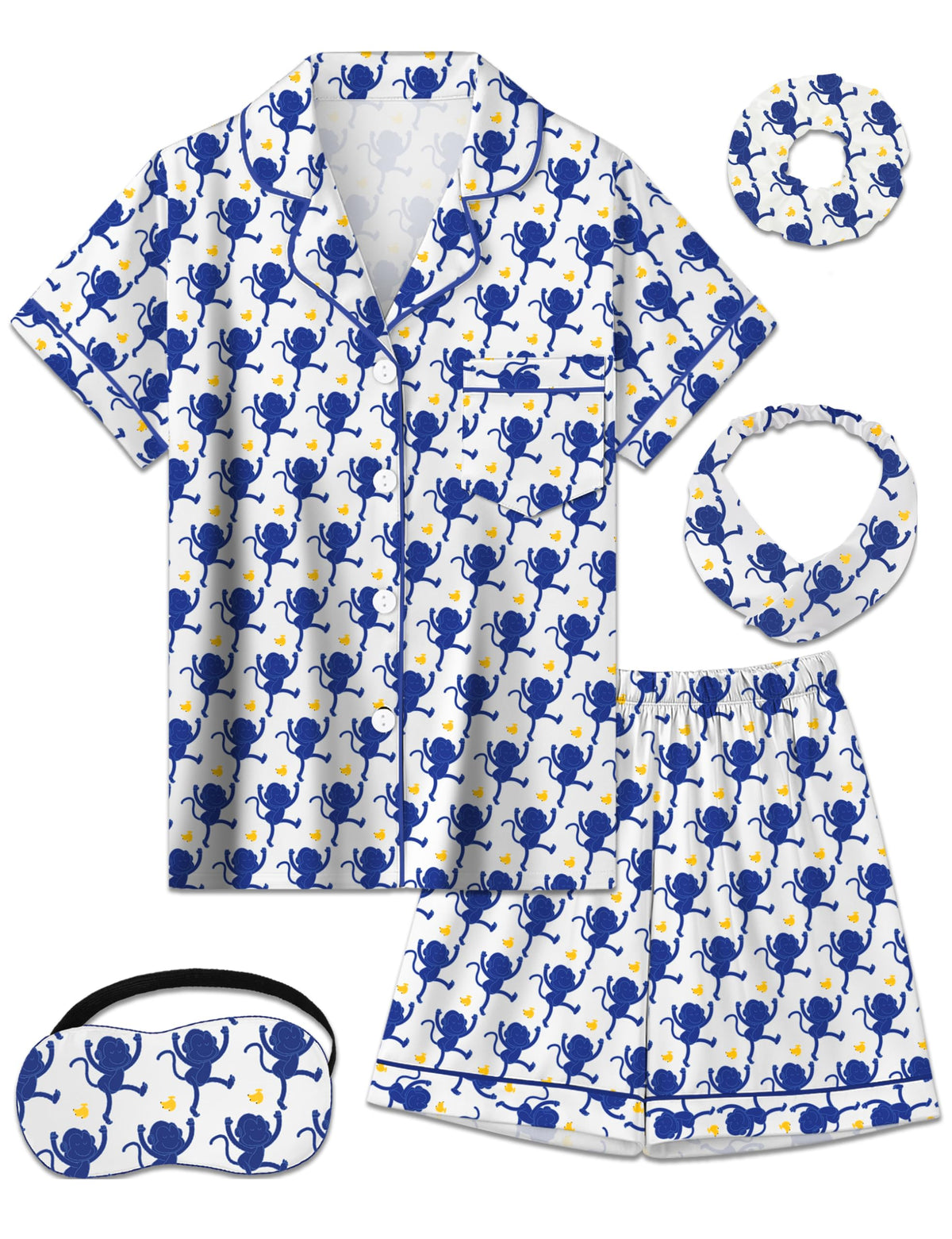 Kids Silk Pajamas Girls Satin Pajama Set Button Down Pjs Set 5-12Y
