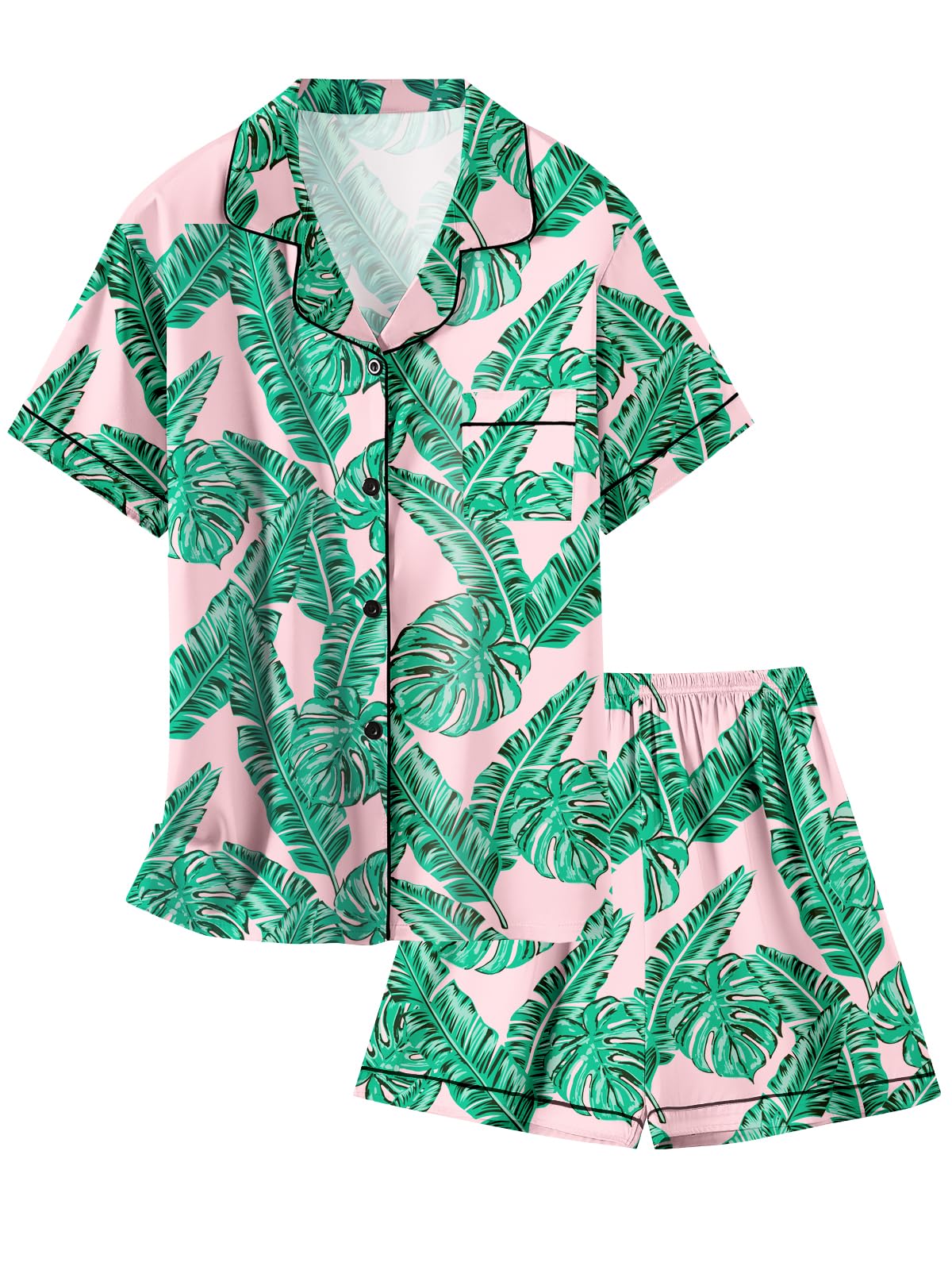 Girls & Womens Satin Pajamas Set, Silk Button-Down Sleepwear 2 Piece Nightwear, 3 Years - Women XXL