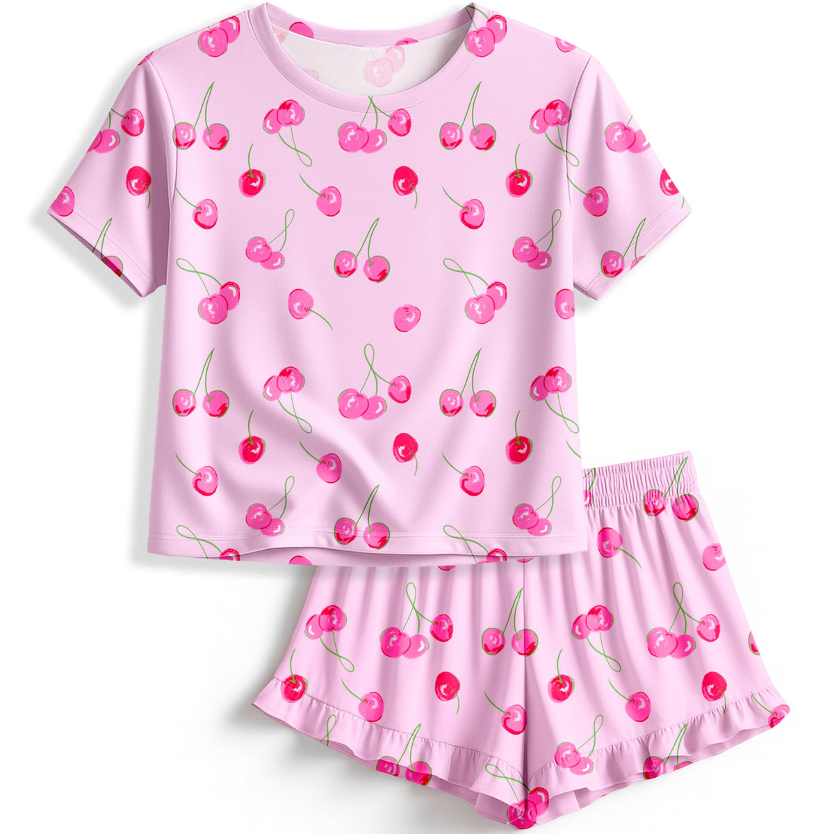 Petite&Me Soft Girls Pajamas with Ruffle Shorts, Cute Girls PJs Size 6-14
