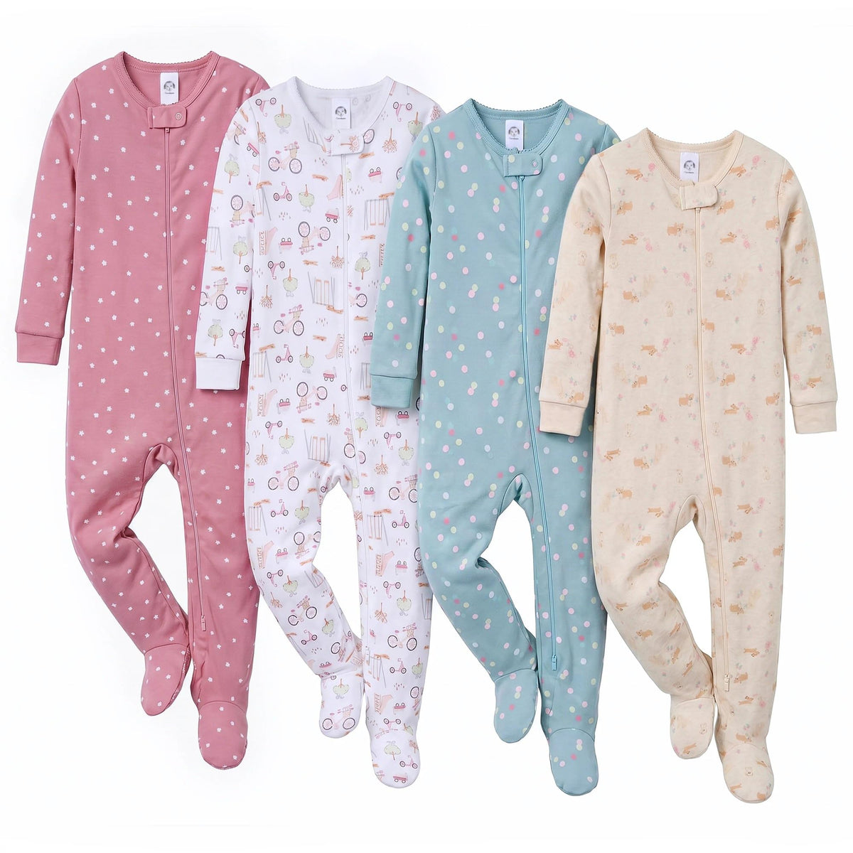 Gerber Baby Girls 4-pack Footed Pajamas
