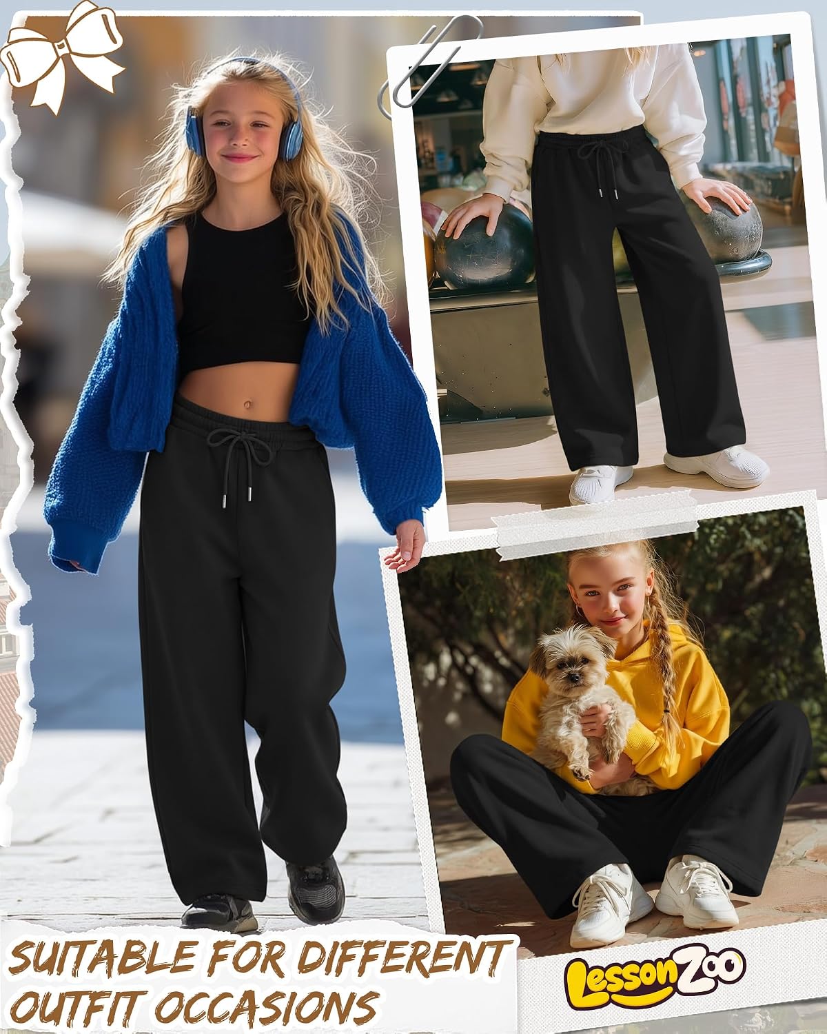 Girls Wide Leg Sweatpants Oversized Baggy Pant