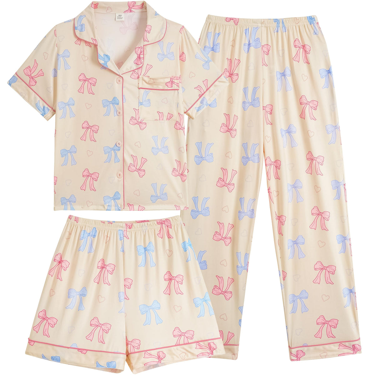 Vopmocld Girls Pajama Sets 3pcs Button Down Sleepwear For Teens 8-18 Years