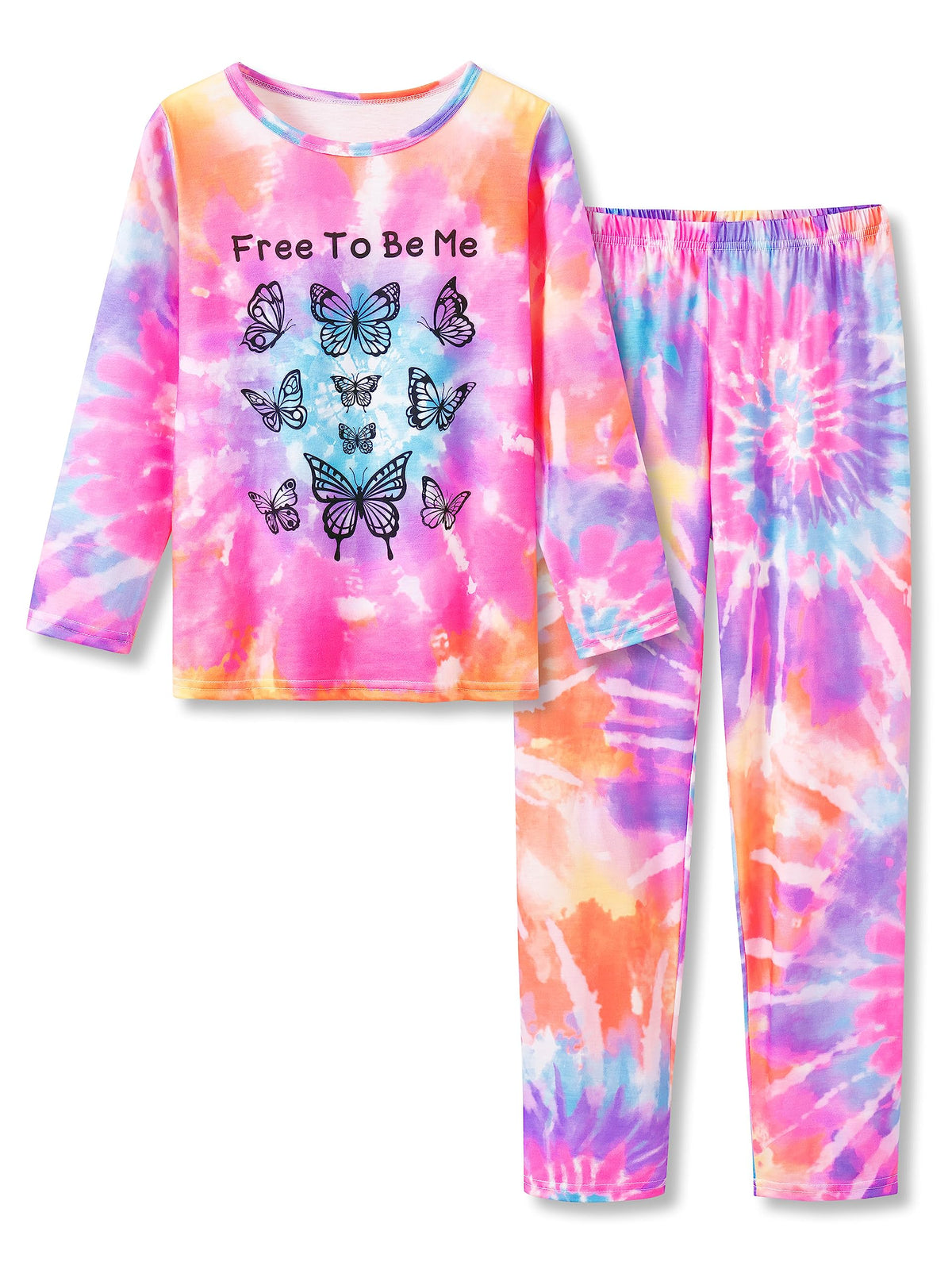 Tebbis Girls Long Sleeve Pants 2 Piece Trendy Print Pajama Set Size 6-18