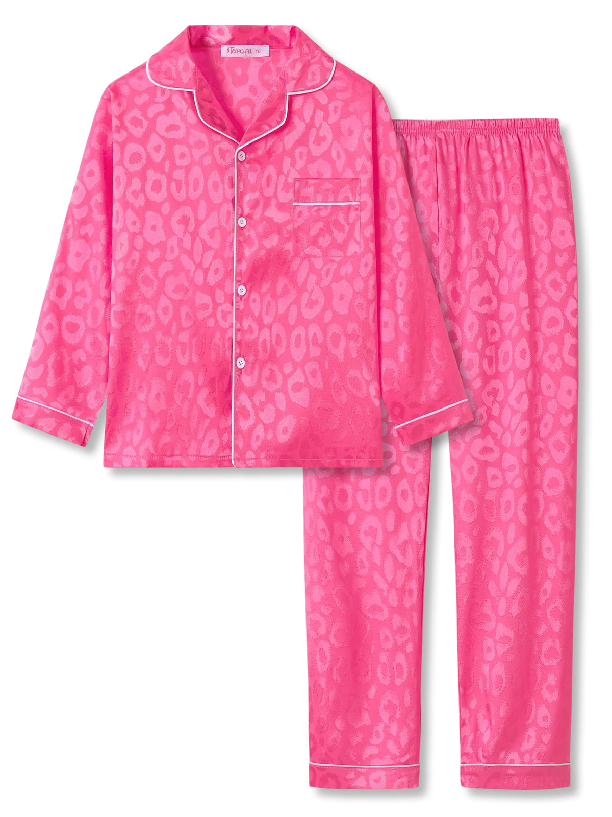Topgal Girls Pajama Set, Coat Style Button Front, Size 6-16
