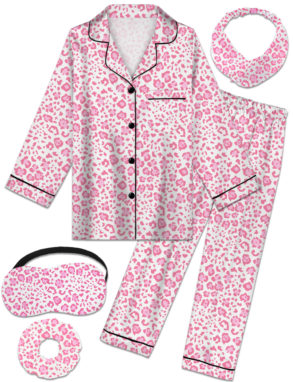 Kids Silk Pajamas Girls Satin Pajama Set Button Down Pjs Set 5-12Y