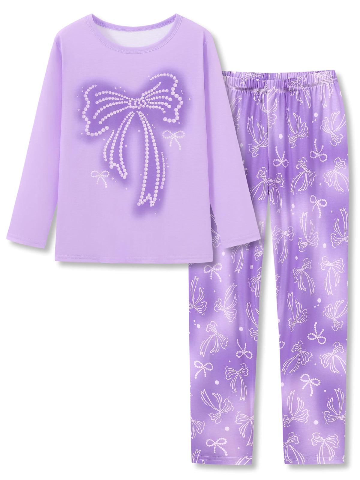 Tebbis Girls Long Sleeve Pants 2 Piece Trendy Print Pajama Set Size 6-18