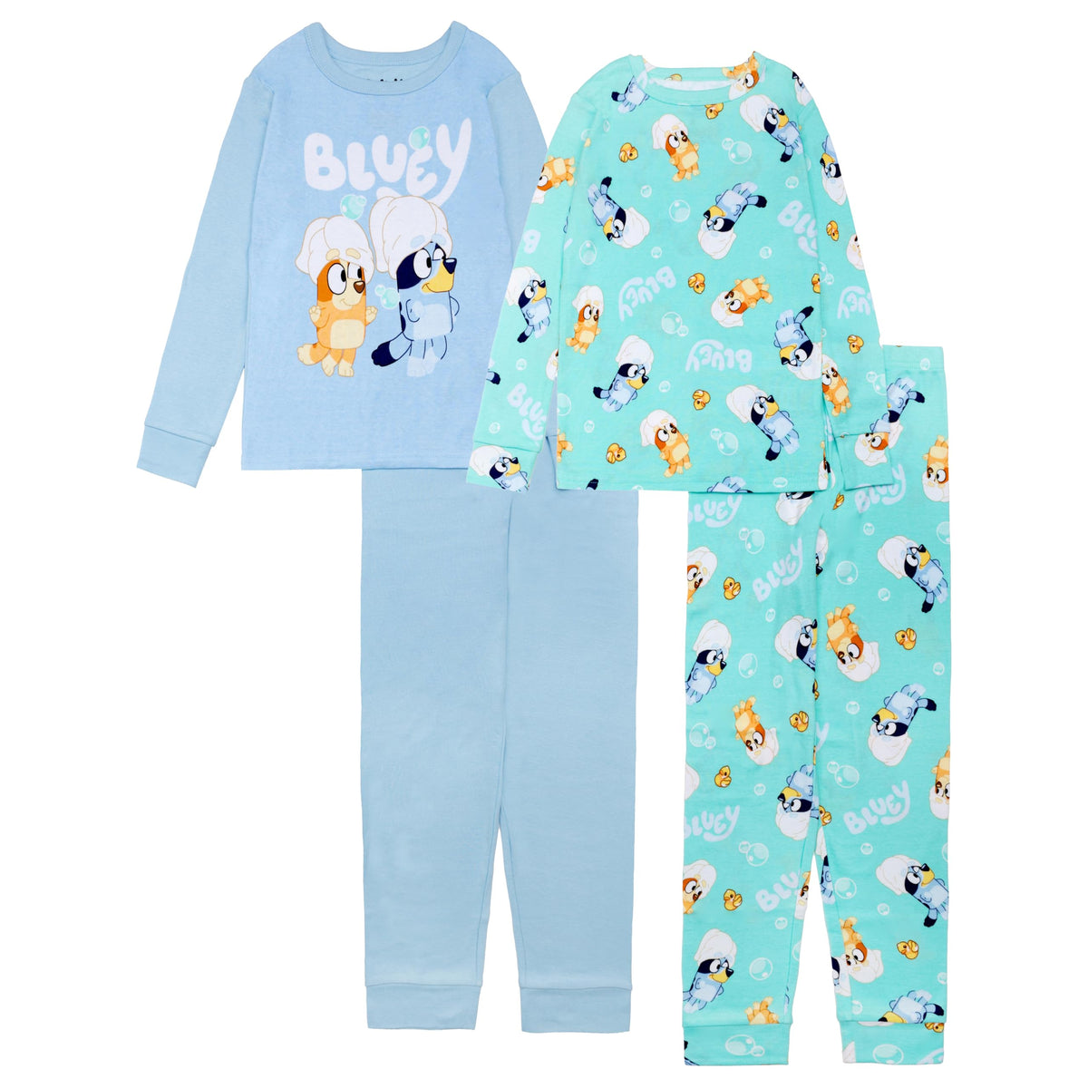 Bluey Girls 4-Piece Snug-fit Cotton Pajama Set, Matching Pajamas
