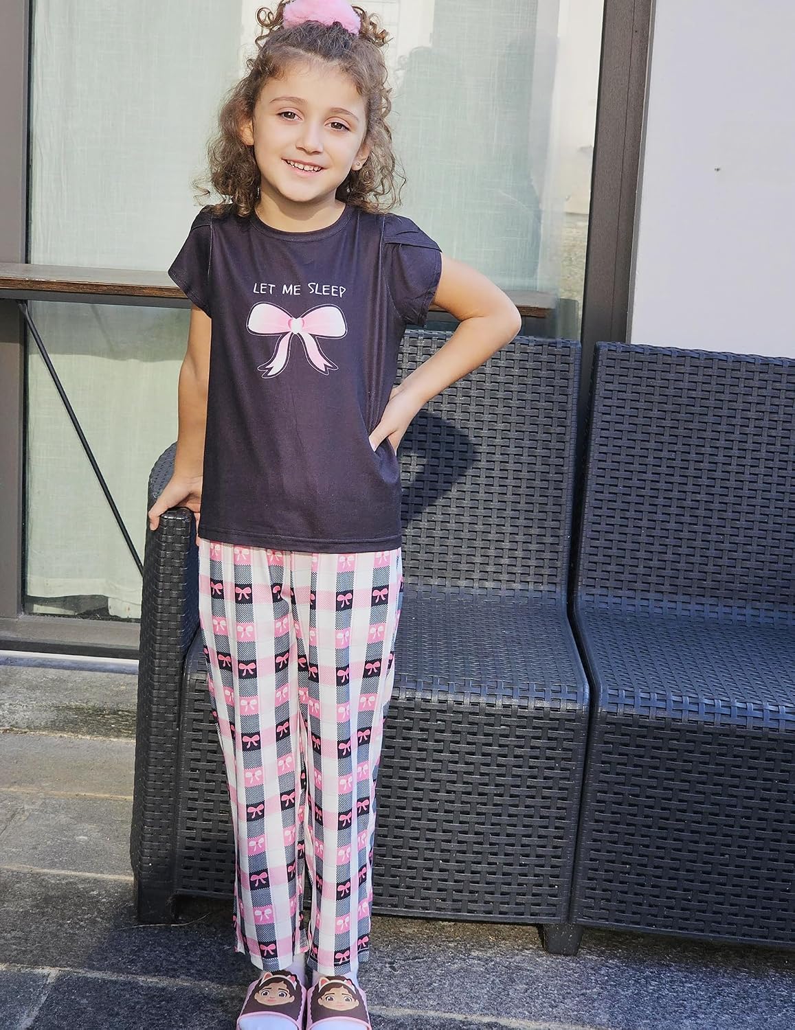 Arshiner Pajamas for Girls Short Sleeve Long Pants Pjs Cute Soft Lounge