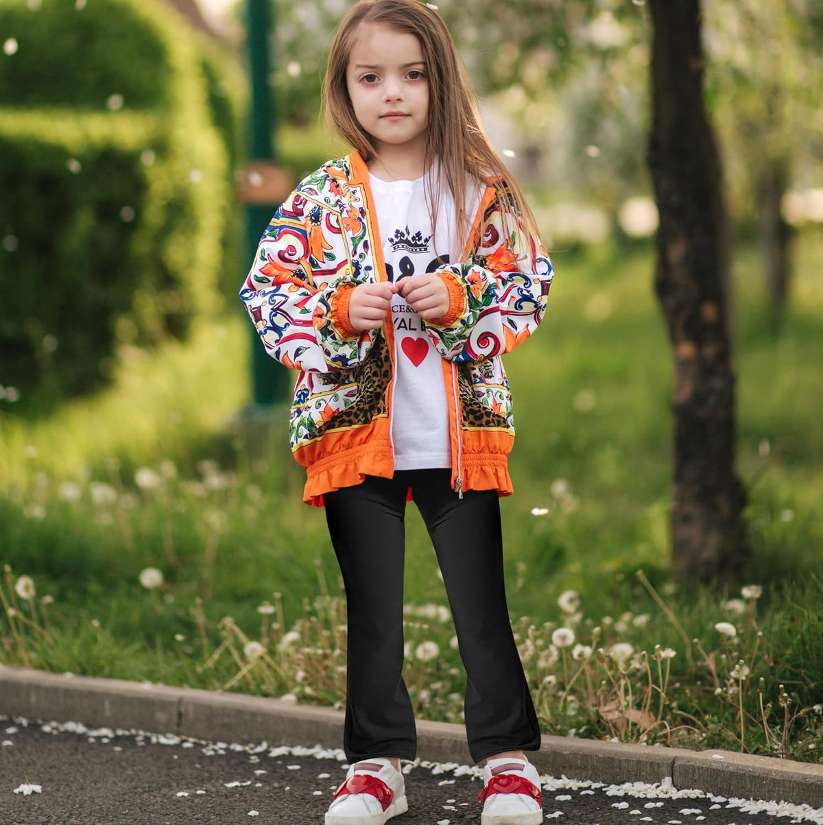 FEQO 4 Pack Girls Flare Leggings Pants Cotton Leggings Bell Bottoms 5-14Y