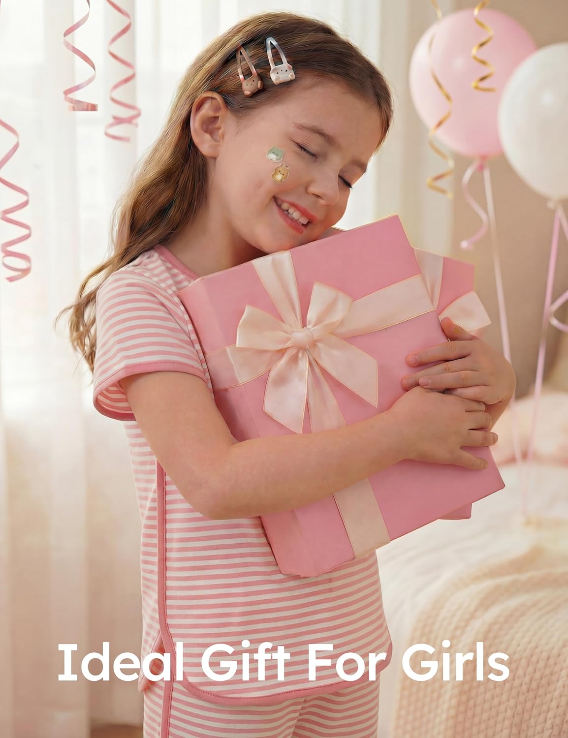 Yoofoss Girls Pajamas Organic Cotton Loose Fit Kids Pjs 2 Piece Sleepwear Short Sleeves & Long Pants Girls Clothes