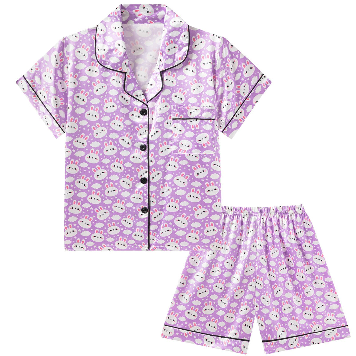 DIPUG Girls Pajamas Satin Pjs Short Sleeve Sleepover Party Gift