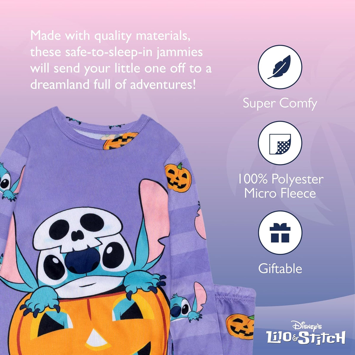 Disney Girls' 2-piece Loose-fit Holiday Pajama Set, Soft & Cute for Kids