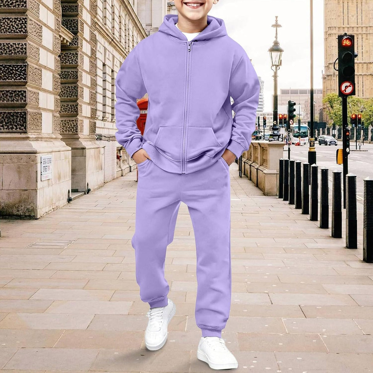 Girls Sweatsuit Fall Winter Kid Zip up Hoodie and Sweatpants Set 2-14 Years